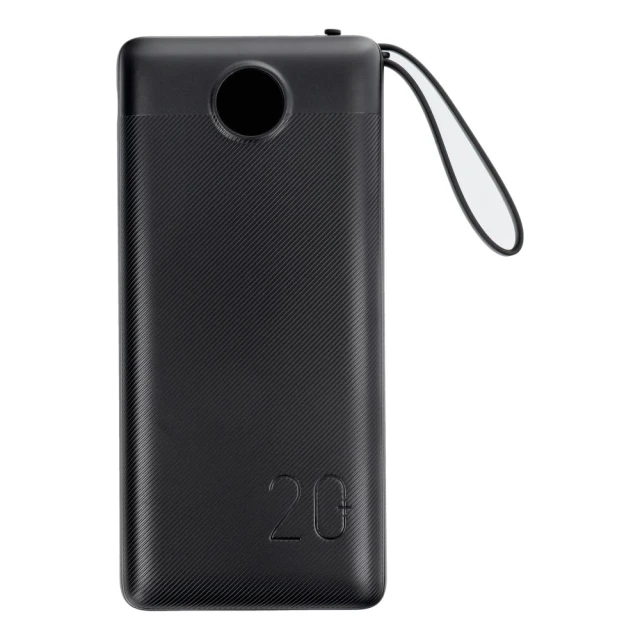 Powerbank Veger C20 20000 mAh з вбудованими кабелями Micro USB | Type C | Lightning Black (6970453554211)