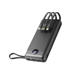 Powerbank Veger C20 20000 mAh з вбудованими кабелями Micro USB | Type C | Lightning Black (6970453554211)