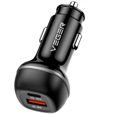 Автозарядка Veger CC62 USB-A USB-C QC PD 51W Black (6970453555416)
