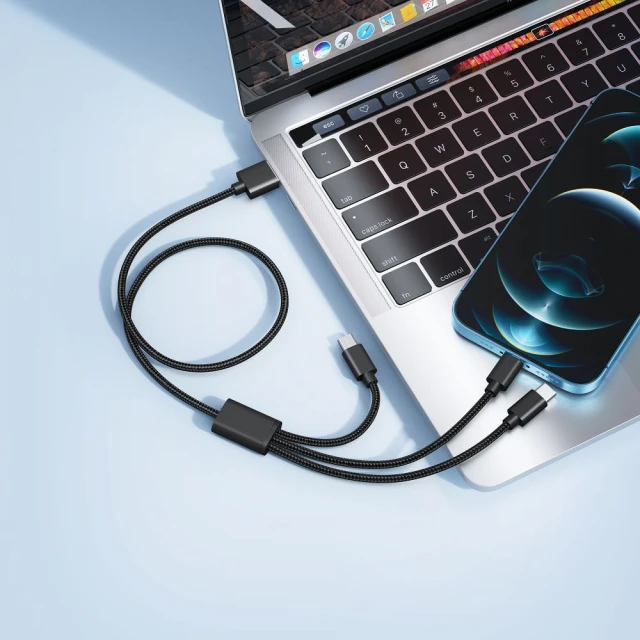 Кабель Veger V303 3в1 USB A to Lightning / Type C / Micro USB 2.4A 18W 1.5 m Black (6970453555935)