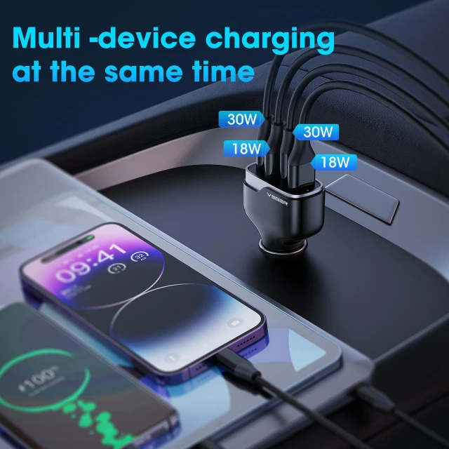Автозарядка Veger CC53 2xUSA 2xUSB-C PD QC 66W Black (6970453555980)