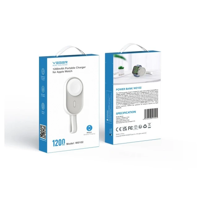 Powerbank Veger Pomme для Apple Watch 1200 mAh White (6970453557205)