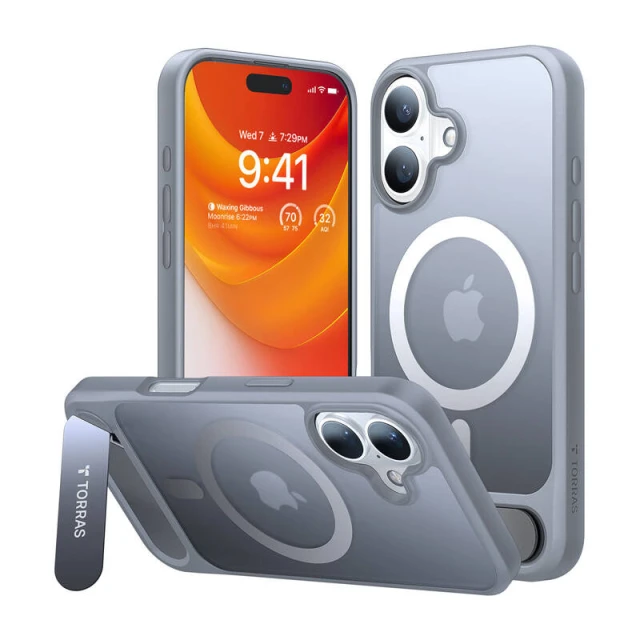 Чохол магнітний Torras Pstand Series iPhone 16 Plus Gray (X00FX1941)