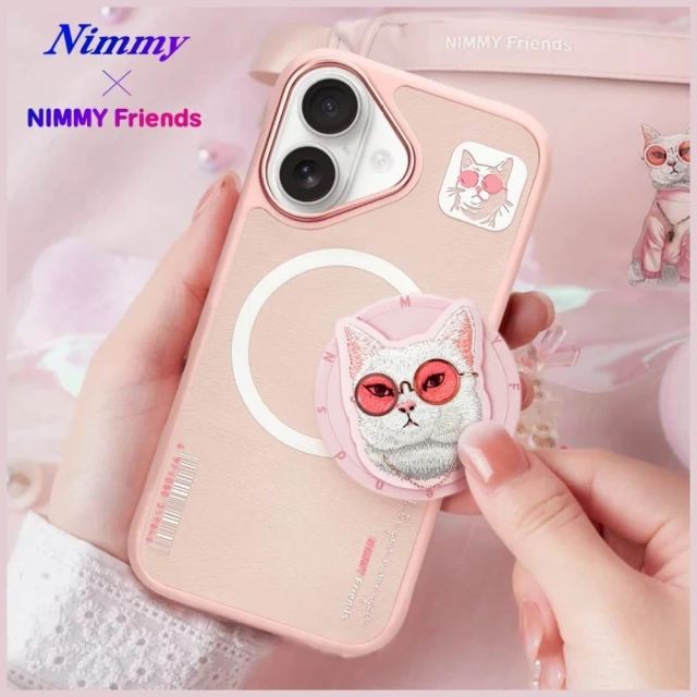 Чохол Nimmy Glasses Cool Cat для iPhone 16 Pink with MagSafe (N-YJKM-CXZH-IP16-04)