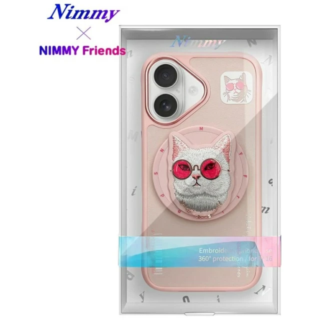 Чохол Nimmy Glasses Cool Cat для iPhone 16 Pink with MagSafe (N-YJKM-CXZH-IP16-04)