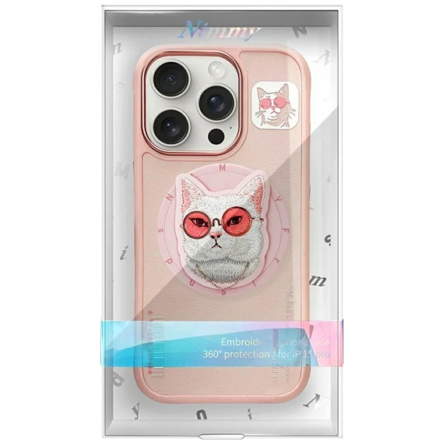 Чохол Nimmy Glasses Cool Cat для iPhone 16 Pro Max Pink with MagSafe (N-YJKM-CXZH-IP16-PRO-MAX-04)
