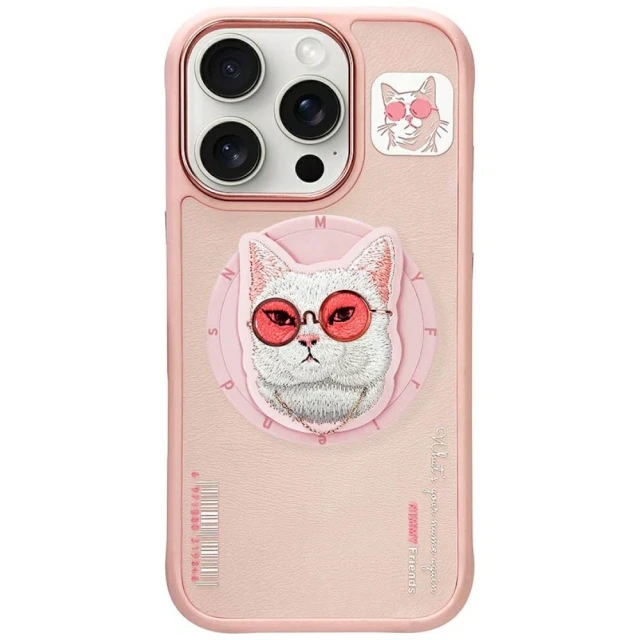 Чохол Nimmy Glasses Cool Cat для iPhone 16 Pro Max Pink with MagSafe (N-YJKM-CXZH-IP16-PRO-MAX-04)