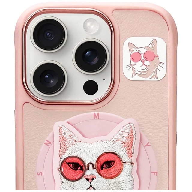 Чохол Nimmy Glasses Cool Cat для iPhone 16 Pro Max Pink with MagSafe (N-YJKM-CXZH-IP16-PRO-MAX-04)