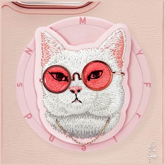 Чохол Nimmy Glasses Cool Cat для iPhone 16 Pro Max Pink with MagSafe (N-YJKM-CXZH-IP16-PRO-MAX-04)