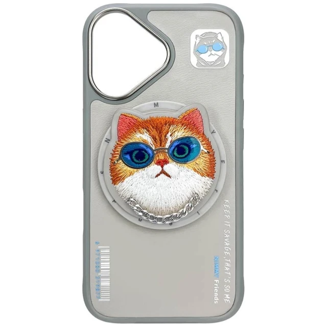 Чохол Nimmy Glasses Cool Cat для iPhone 16 Gray with MagSafe (N-YJKM-CXZH-IP16-05)