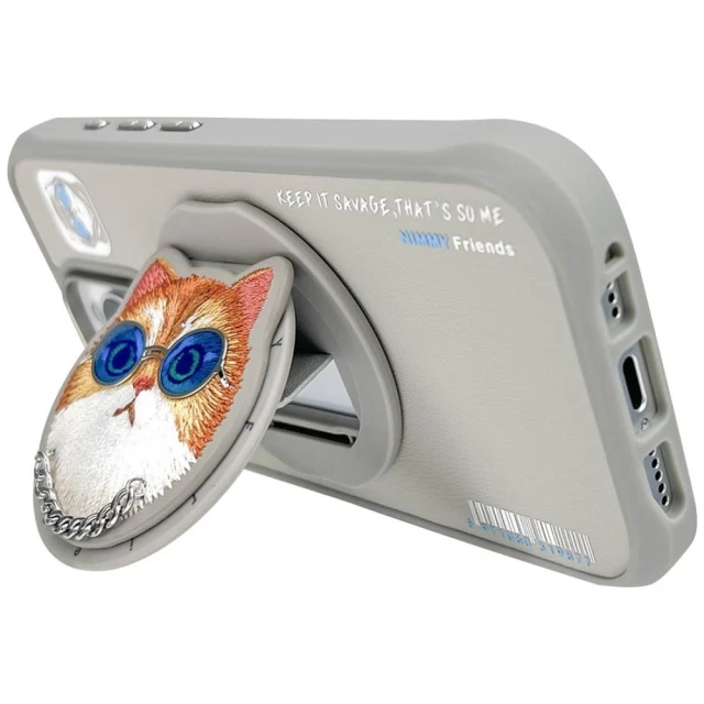 Чохол Nimmy Glasses Cool Cat для iPhone 16 Pro Gray with MagSafe (N-YJKM-CXZH-IP16-PRO-05)
