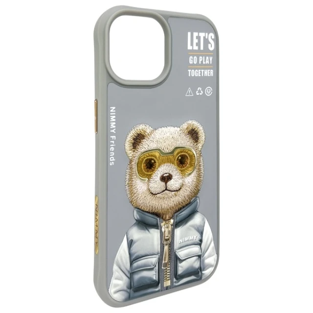 Чехол Nimmy Cool&Cute 2.0 Bear для iPhone 15 Gray (N-KM-IP15-011-A)
