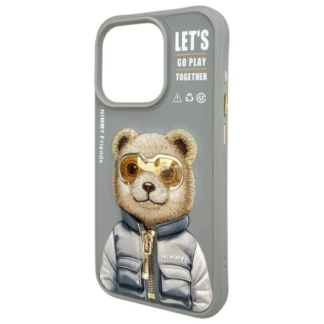 Чохол Nimmy Cool&Cute 2.0 Bear для iPhone 15 Pro Gray (N-KM-IP15-PRO-011-A)