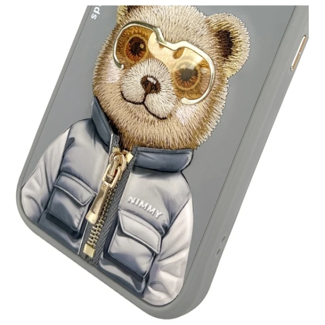 Чохол Nimmy Cool&Cute 2.0 Bear для iPhone 15 Pro Gray (N-KM-IP15-PRO-011-A)