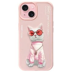 Чохол Nimmy Glasses Cool Cat для iPhone 15 Pink (N-YJ-IP15-04)