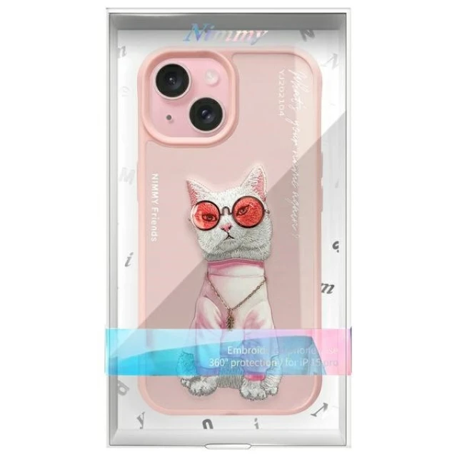 Чохол Nimmy Glasses Cool Cat для iPhone 15 Pink (N-YJ-IP15-04)