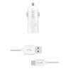 Зарядний пристрій автомобільний Budi USB + кабель USB-C White (BD062T)