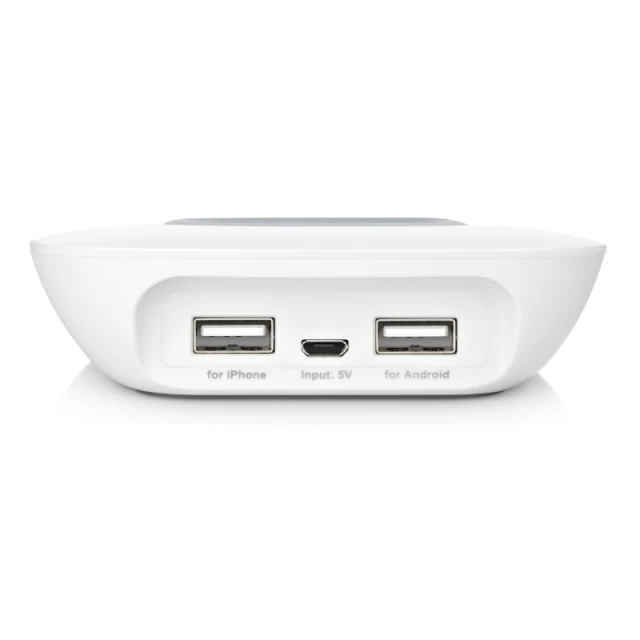 Зарядний пристрій Budi Qi бездротовий + USB White (BDG3A2000W)