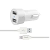 Зарядка автомобільна Budi 2xUSB 24W + кабель Lightning 1,2м White (BD622LW)