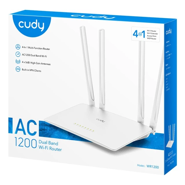 Маршрутизатор CUDY WR1200 LAN 10/100 AC1200 Dual Band WiFi Mesh (6971690792077)