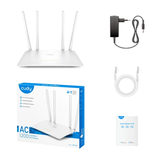 Маршрутизатор CUDY WR1200 LAN 10/100 AC1200 Dual Band WiFi Mesh (6971690792077)