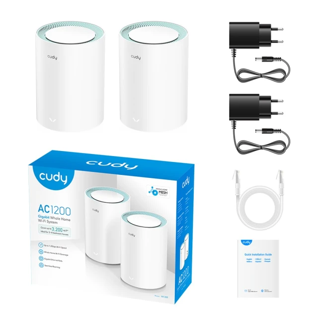 Точка доступу CUDY M1300 AC1200 Dual Band Wi-Fi Gigabit Mesh 2 шт (6971690792091)
