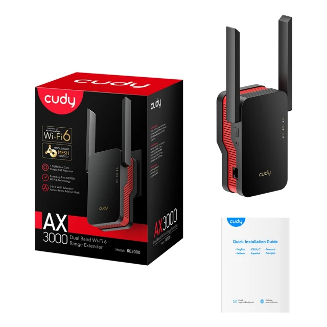 Підсилювач сигналу CUDY RE3000 AX3000 Dual Band Wi-Fi 6 Mesh (6971690792909)