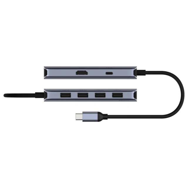 Хаб CUDY USB-C UH500 6-IN-1 с HDMI 4K (6971690793609)