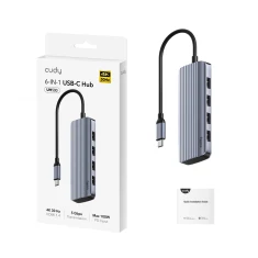 Хаб CUDY USB-C UH500 6-IN-1 с HDMI 4K (6971690793609)