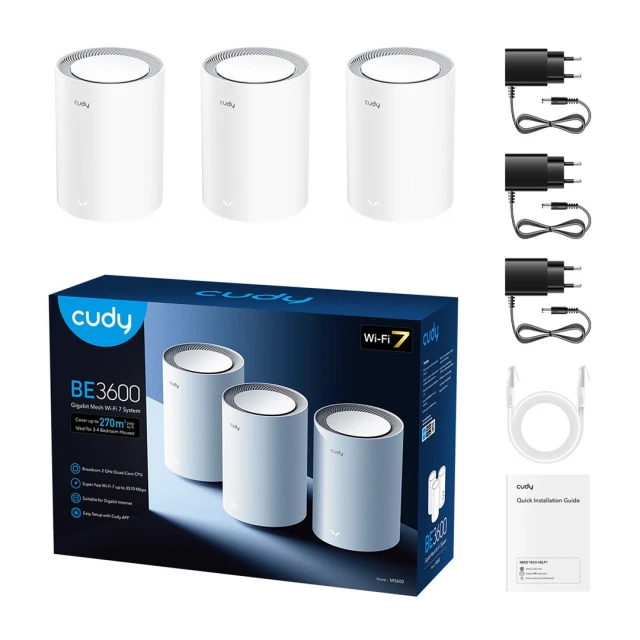 Mesh-система Cudy M3600 BE3600 двохдіапазонна 3 шт (6971690793661)