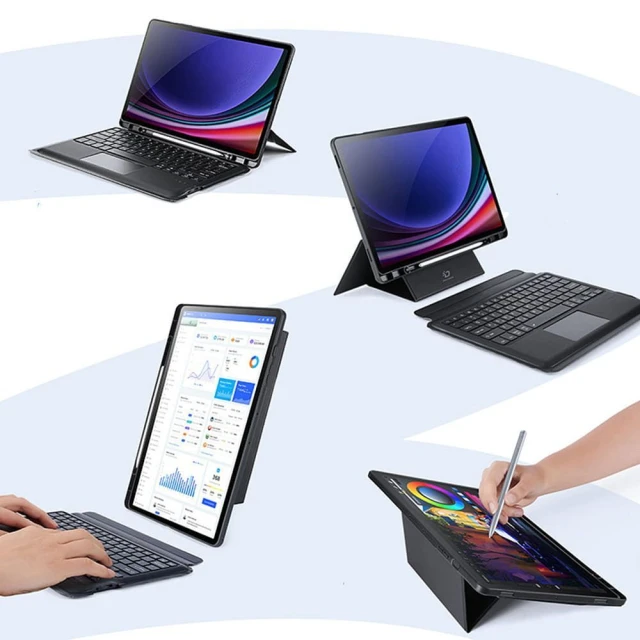 Чохол Dux Ducis DK складаний з бездротовою клавіатурою для Samsung Galaxy Tab S10 Plus / S9 Plus / S9 FE Plus Black (6971824159479)