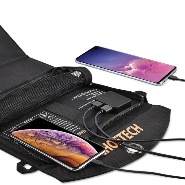 Складний сонячний зарядний пристрій Choetech Solar Charger 2xUSB-A 19W Black (SC001)