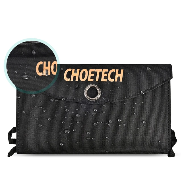 Складний сонячний зарядний пристрій Choetech Solar Charger 2xUSB-A 19W Black (SC001)