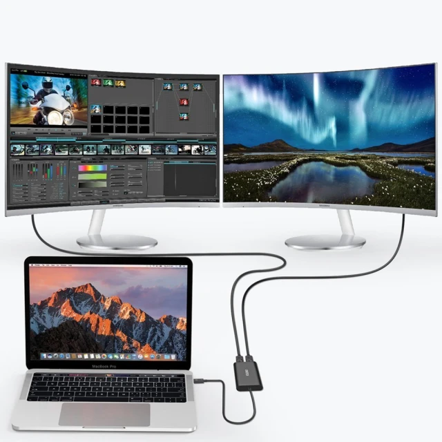 Адаптер Choetech USB-C to 2xDisplayPort Black (HUB-D03)