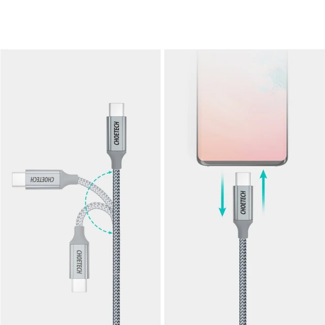 Кабель Choetech USB-C to USB-C 100W 1.8m Grey (XCC-1002-GY)