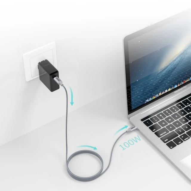 Кабель Choetech USB-C to USB-C 100W 1.8m Grey (XCC-1002-GY)