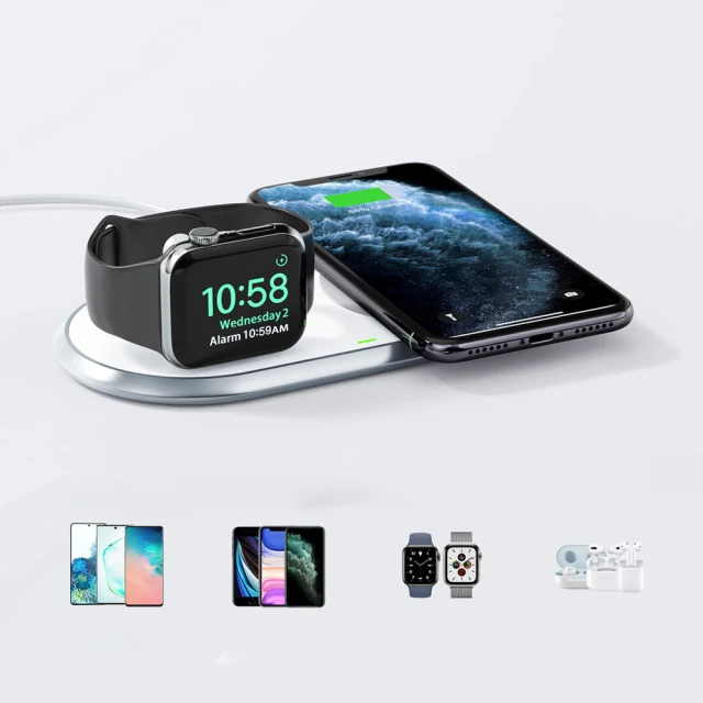 Бездротовий зарядний пристрій Choetech 2-in-1 10W White (T317)