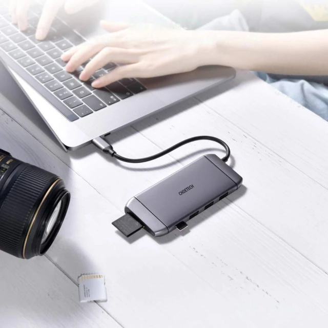 USB-хаб Choetech 9-in-1 USB-C to 3xUSB-A/Ethernet/USB-C/VGA/HDMI/SD/TF Grey (HUB-M15 gray)