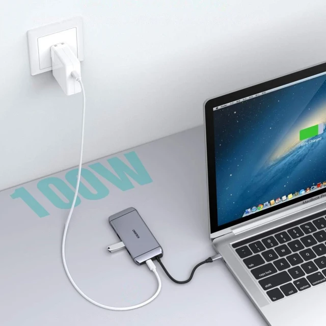 USB-хаб Choetech 9-in-1 USB-C to 3xUSB-A/Ethernet/USB-C/VGA/HDMI/SD/TF Grey (HUB-M15 gray)