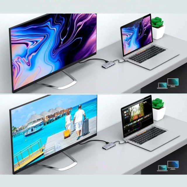 USB-хаб Choetech 9-in-1 USB-C to 3xUSB-A/Ethernet/USB-C/VGA/HDMI/SD/TF Grey (HUB-M15 gray)