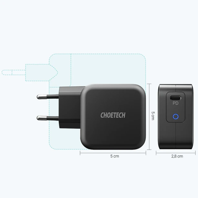 Мережевий зарядний пристрій Choetech FC 61W USB-C Black (Q6006-EU)