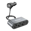 Автозарядний пристрій Dudao R1Pro 2x USB / 3x спліттер прикурювача Black (R1Pro black)