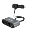 Автозарядний пристрій Dudao R1Pro 2x USB / 3x спліттер прикурювача Black (R1Pro black)