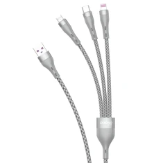 USB-кабель Dudao 3in1 - Lightning / microUSB / USB Type C 65 Вт 1,2 м Grey (L20X-Grey)