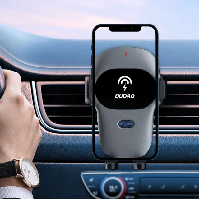 Автотримач Dudao з бездротовою зарядкою Qi 15W Grey (F20xs-gray)