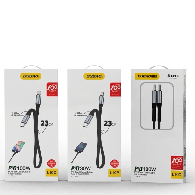 Кабель Dudao USB Type C - USB Type C PD100W Black (L10C)