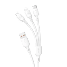 Кабель Dudao USB - USB-C/Micro USB/Lightning 6A 1.2m White (L8AW)
