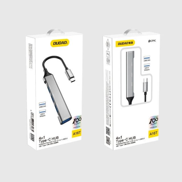 HUB Dudao 4in1 USB-C - 4x USB-A Black (A16T)