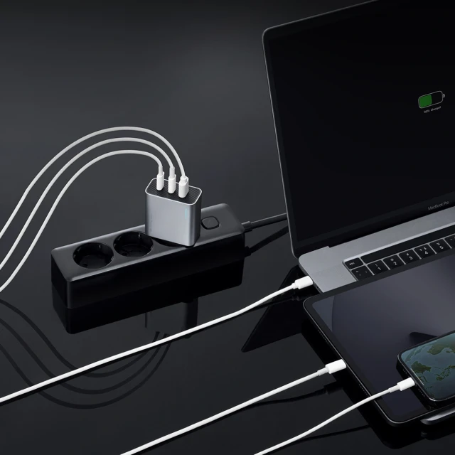 Мережевий зарядний пристрій Cuktech 65W GaN 2xUSB-C 1xUSB-A Grey (6973886190278)