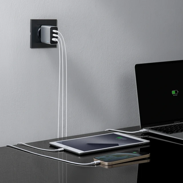 Мережевий зарядний пристрій Cuktech 65W GaN 2xUSB-C 1xUSB-A Grey (6973886190278)